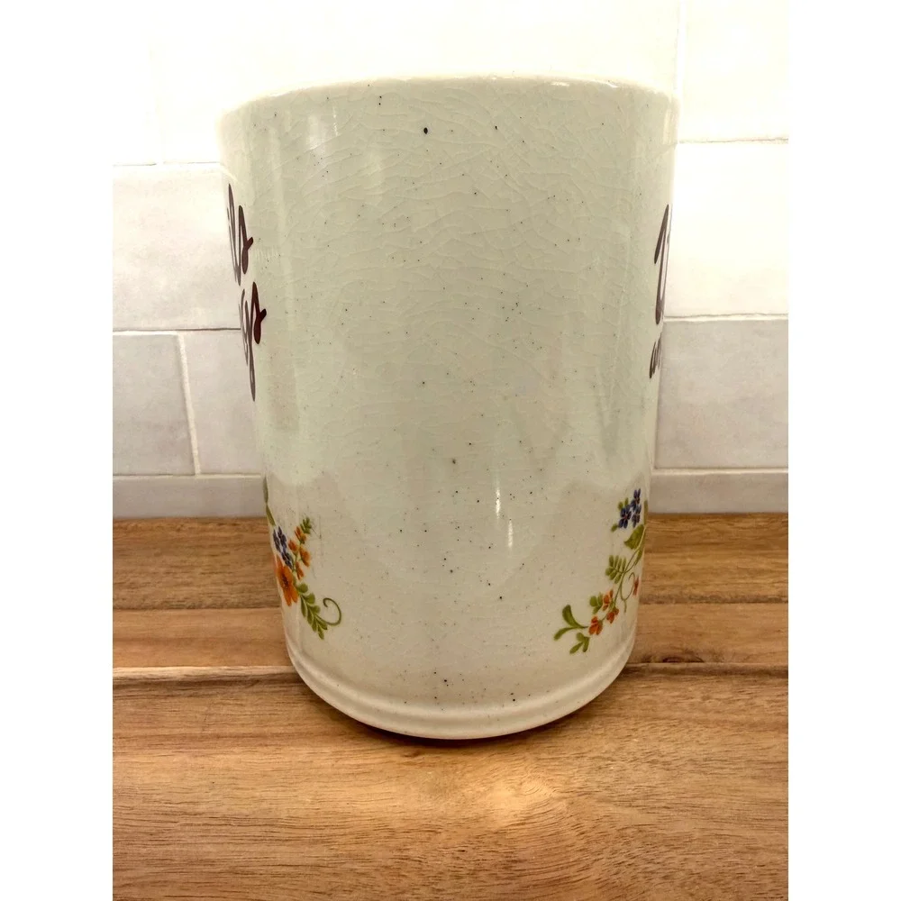 Vintage Sweet Flowers Bake Serve n Store‎ Stoneware Utensil Holder Floral Japan